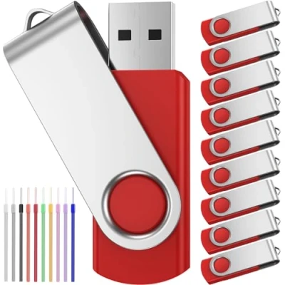 Afbeelding van Bulk 10 pack Geheugensticks 2GB Draagbare Flashdrive opvouwbare USB 2.0 stick 2 GB Gegevensopslag Pen Drive Draaibare Rode Multipack Jump Drives Pendrive Commercieel Geschenk FEBNISCTE