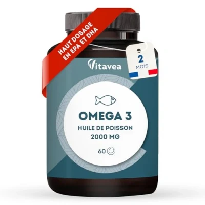 Afbeelding van Vitavea Omega 3 Wilde Visolie 2.000 mg Hoge concentratie EPA (1.000 mg) en DHA (500 Ondersteuning van cognitieve visuele functies Vitavea​