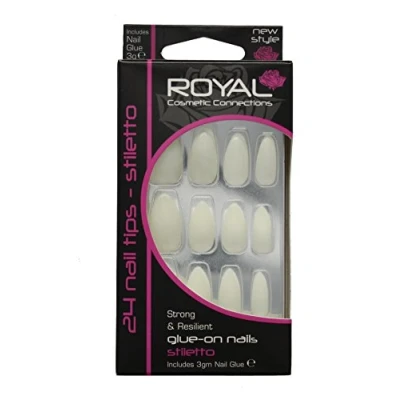 Afbeelding van Royal 24 Stiletto Glue On Nail Tips Natural (met nagellijm)