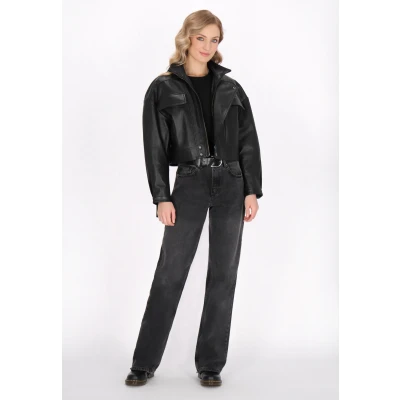 Afbeelding van Dreimaster Leren jas, Dames, Maat: 38, Black