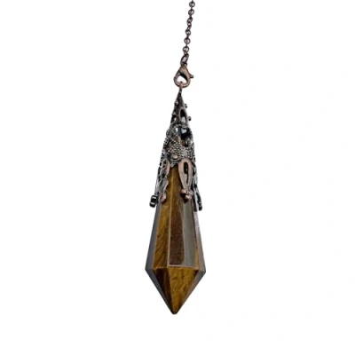 Afbeelding van Edelsteen, slinger van kristal, zeshoekig glas, vintage voor radiesthesie, pendel chakra Reiki waarzegger, meditatie Wicca (Ttijgeroog)