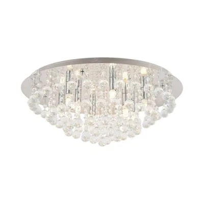 Afbeelding van Lindby plafondlamp 8 lichts staal, kristal H: 25 cm G9 chroom