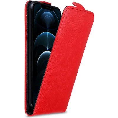 Afbeelding van Cadorabo Hoesje geschikt voor Apple iPhone 12 PRO MAX in APPEL ROOD Beschermhoes Flip Case Cover magnetische sluiting