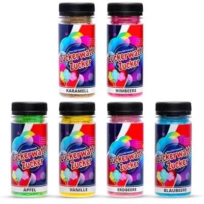 Afbeelding van suikerspin suiker set 6 soorten van elk 100g voor machine AZO vrij aromasuiker kleur bakken decoreren