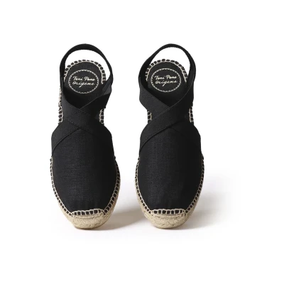 Afbeelding van Toni Pons Verona Sandalen met sleehak, Dames, Maat: 37, Black Linnen