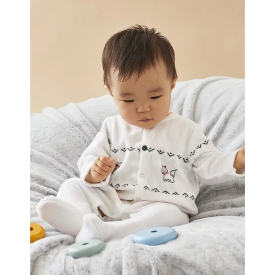 Afbeelding van Noukie&#039;s Pyjama Meisje Velour Ecru Winterland 3 maand 62