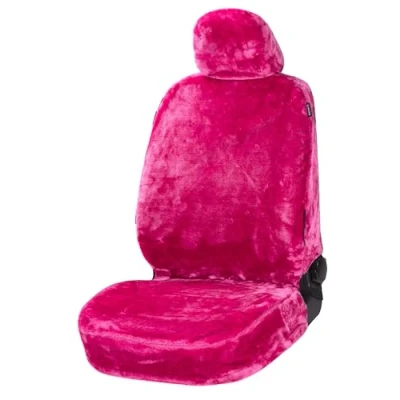 Afbeelding van Autostoelhoes teddy, stoelhoes kunstbont, vegan autohoes in bontoptiek, fluffy roze