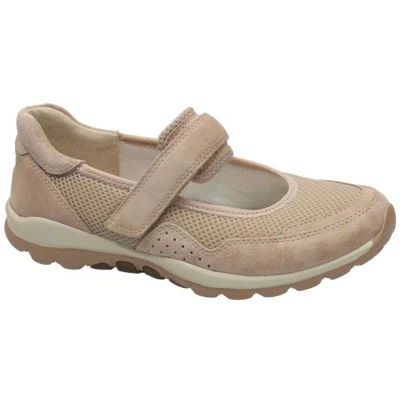 Afbeelding van Gabor Rollingsoft Ballerina&#039;s met enkelbandjes, Dames, Maat: 40, Beige Leer en textiel