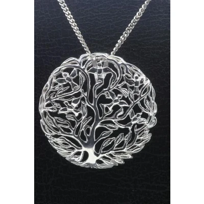 Afbeelding van Zilveren Levensboom bol ketting hanger