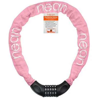 Afbeelding van Nean Fietsslot met cijfers, kettingslot voor fiets, cijfer code combinatieslot, stalen kettingschakels, 6 mm x 900 mm, roze