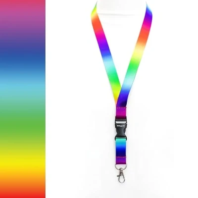 Afbeelding van Meerkleurig sleutelkoord met veiligheidssluiting en draaibare karabijnhaak (1 regenboog)