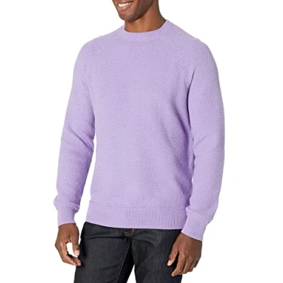 Afbeelding van Amazon Essentials Heren oversized fit getextureerde katoenen trui met ronde hals, lavendel, 5X Large Big Tall