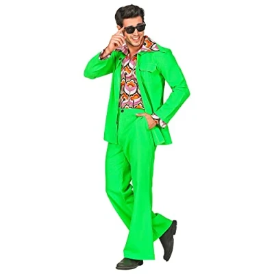Afbeelding van Widmann Hippie Kostuum Blitse Kikker Jaren 70 Man Groen, Paars Medium Carnavalskleding Verkleedkleding
