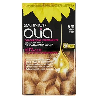 Afbeelding van Garnier Olie haarverf, permanente kleuring zonder ammoniak, voor een zachte geur, dekt 100% van de witte haren af, zandblond