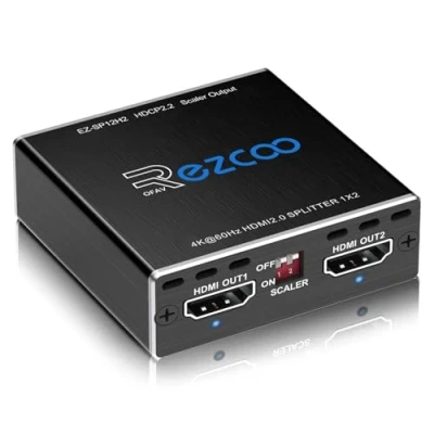 Afbeelding van 4K 60Hz HDMI Splitter 1x2 1080P 120Hz HDCP2.2 HDR 18Gbps UHD Dolby Vision Atmos EDID Scaler Dubbele Monitoren 2.0 1 in 2 uit voor PS5, SkyQ, Xbox, Fire Stick BluRay Apple TV