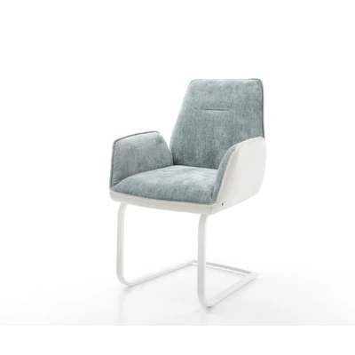 Afbeelding van DELIFE sledemodel Zoa Flex materiaalmix echt leer wit pastelblauw vlak pocketveer kern