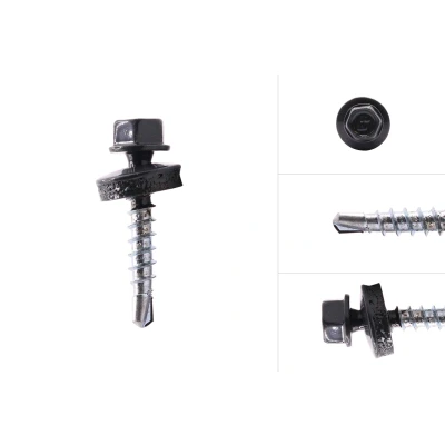 Afbeelding van HI LO Zelfborende dakpanplaatschroeven Verzinkt Antraciet R7016 6.3 x 38 mm Doos 250 Stuks