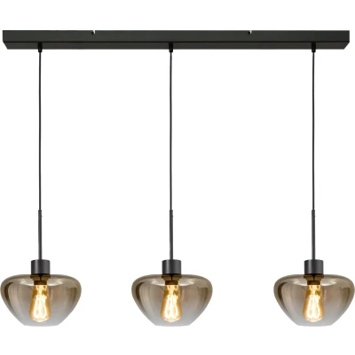 Afbeelding van Masterlight 3 lichts hanglamp Genua zwart met goud glas Ø 24cm 2971 05 100 24