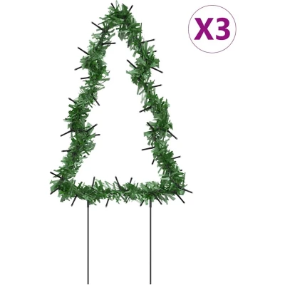 Afbeelding van Kerstverlichting Kerstboom 3 St Met Grondpinnen 50 Led&#039;s 30 Cm