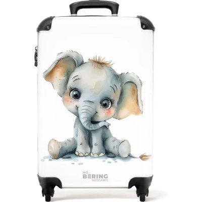 Afbeelding van NoBoringSuitcases.com® Kinderkoffer Kindertrolley jongen en meisje Baby olifant Handbagage koffer lichtgewicht Reiskoffer trolley kinderen Koffertje Rolkoffer met wieltjes Past binnen 55x40x20 55x35x25