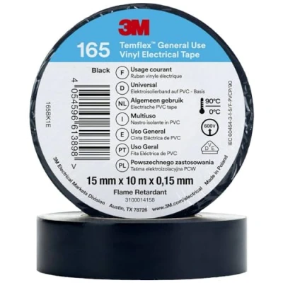 Afbeelding van 3M TEMFLEX™ Zwart Isoleertape 165 Zelfklevende tape 7100184723