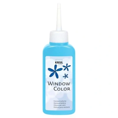 Afbeelding van KREUL 42715 Window Color lichtblauw 80 ml, raamverf op waterbasis met gestructureerd oppervlak, voor glas, spiegels, tegels en andere gladde oppervlakken
