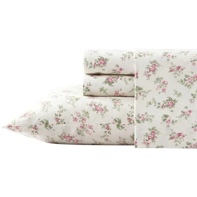 Afbeelding van Laura Ashley Home Collectie Premium Ultra Soft Cozy Lichtgewicht Katoen Flanel Beddengoed Set, Rimpel, Anti Fade, Vlekbestendig &amp; Hypoallergeen, Koning, Audrey Pink (201593)