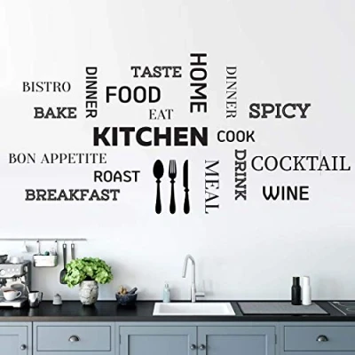 Afbeelding van Keuken Muursticker Citaat Motiverende Belettering Home Muur Decor Vinyl Decal Muurschildering Art Interieur Ontwerp woonkamer stickers transfers citaten familie stencils decoratie positieve