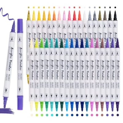Afbeelding van Carehabi Acrylstiften, 36 kleuren, waterdichte acrylverfstiften voor glas, hout, canvas, keramiek, Kerstmis, handwerk, Pasen, doe het zelf handwerk (36)