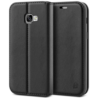 Afbeelding van BEZ Samsung A5 2017 Hoesje Bookcase, Book Case PU Leer Wallet Met Pasjeshouder voor Galaxy / A520, Telefoonhoes Leren Portemonnee Flip Cover, Standaard, Magnetische Sluiting, Zwart
