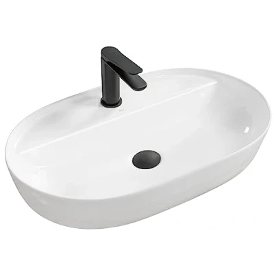 Afbeelding van REA Aura Opzetwastafel Waskom 60.5 x 40.5 13.5 cm Glans Wit