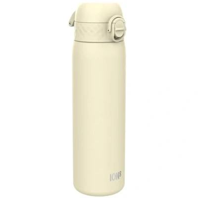 Afbeelding van ION8 Lichtgewicht Stalen Waterfles, 600 ml/20 oz, Zonder Isolatie, Lekvrij, Makkelijk te Openen, Veilige Vergrendeling, Vaatwasserbestendig, Flipcover, Draaggreep, Duurzaam, Romig Wit