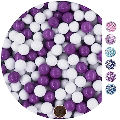 Afbeelding van EinsSein 1kg chocolade balletjes Mix small wit paars bruiloft chocoladebollen choco choups omhuld confetti rokante koekjes candy bar candybar geboorte communie geschenken voor gasten dopen