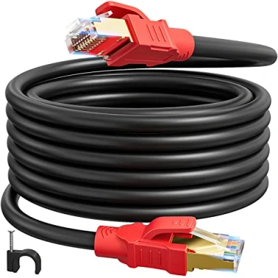Afbeelding van Ethernet Cable 12m Cat 8 Internet Kabel Hoge Snelheid Afgeschermde Netwerkkabel 12 Meter RJ45 Patch 40Gbps 2000MHz SFTP 26AWG Gigabit LAN POE Zwart voor Router Modem