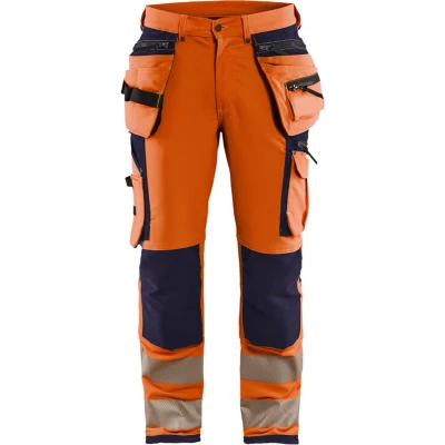 Afbeelding van Blaklader High Vis werkbroek met 4 weg stretch 1997 1642 Oranje/Marineblauw C148