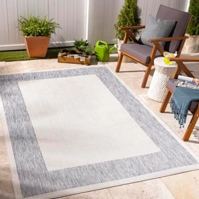 Afbeelding van SURYA Buitenkleed Balkon, Terras, Keuken Tapijt LAYLA Blauw/Ivoor 160x213 cm