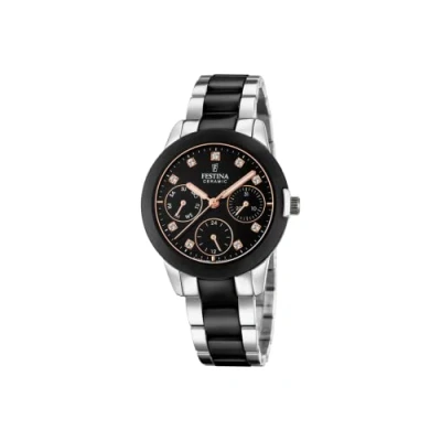 Afbeelding van Festina Analoog kwartshorloge voor dames met roestvrij stalen armband F20497/3, medium, zilver/zwart, M,