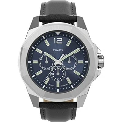 Afbeelding van Timex Essex Avenue City Collection TW2V43200 Horloge Leer Zwart Ø 44 mm