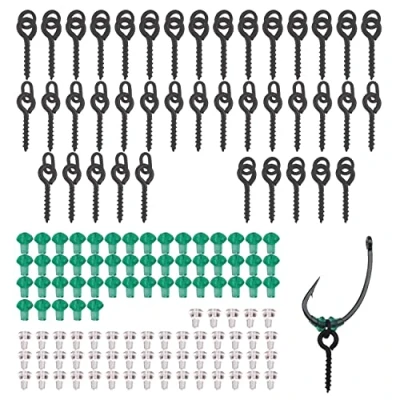 Afbeelding van FYSL 140 stuks vishaken set 40 schroefdraad boilie aas schroeven 100 stoppers, haak stops set, cirkel ovaal jig visgerei accessoires