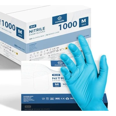 Afbeelding van Kemes Nitril handschoenen, wegwerphandschoenen, latexvrij, poedervrij, nitril, maat M, 1000 stuks, lichtblauw