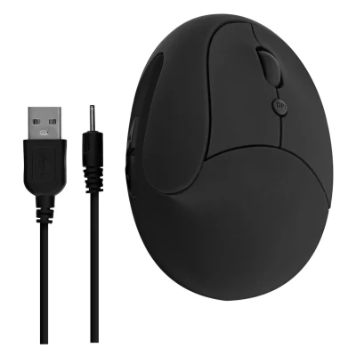 Afbeelding van TNB Ergo Line ergonomische draadloze mini muis, verticaal en oplaadbaar, zwart