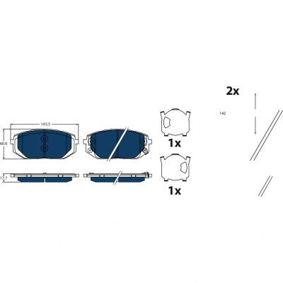 Afbeelding van Remblokkenset, schijfrem TRW GDB2495BTE, voor o.a. KIA, HYUNDAI