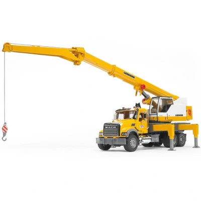 Afbeelding van Bruder kraanwagen met Liebherr kraan Mack Granite 1 :16 geel