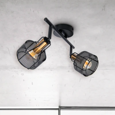 Afbeelding van Näve Plafondlamp Foro, 2 lamps, zwart/goud