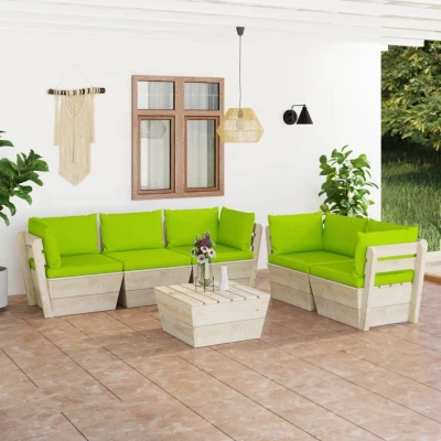 Afbeelding van 6 delige Loungeset met kussens pallet vurenhout