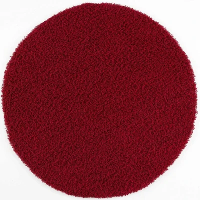Afbeelding van Shaggy Vloerkleed Rood Hoogpolig 200 cm rond