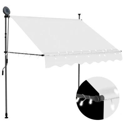 Afbeelding van Luifel handmatig uitschuifbaar met LED 150 cm crèmekleurig