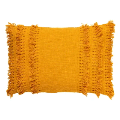Afbeelding van Dutch Decor FARA Kussenhoes 40x60 cm 100% katoen met franjes Golden Glow geel