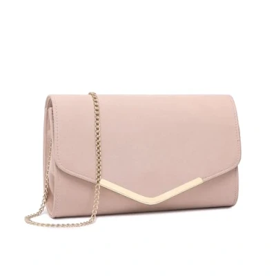 Afbeelding van Miss Lulu Dames enveloppe clutch elegante avondtas bruidstas envelop tas handtas met ketting voor bruiloft party prom, roze