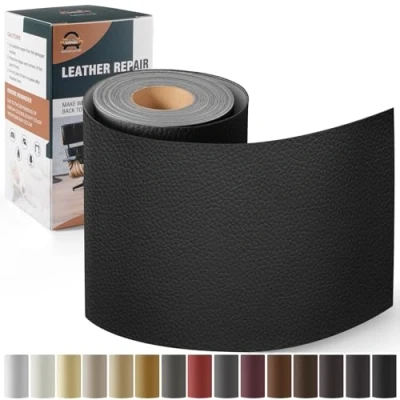 Afbeelding van Leder reparatie kit, 10 x 160 cm OAZ kunstleer zelfklevend, kit lederen patch zelfklevende patches voor autostoelen meubels sofa tassen,Schwarz